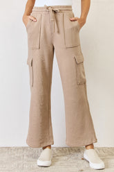 RISEN Women's Urban High Waist Cargo Wide Leg Pants with Stylish Pockets